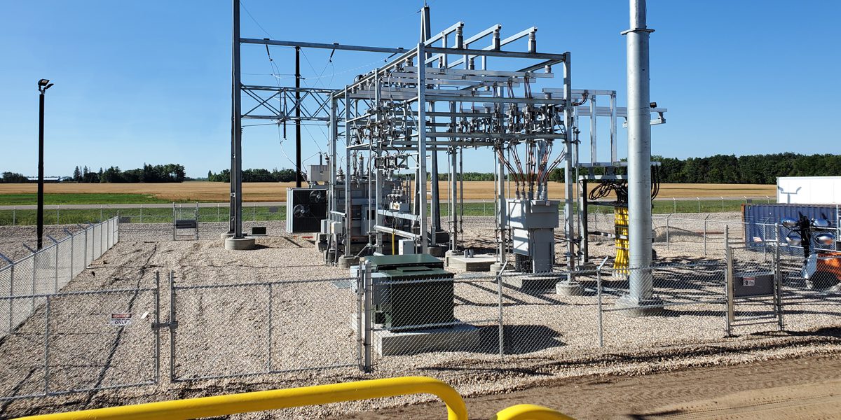 electrical substation with fencing around it