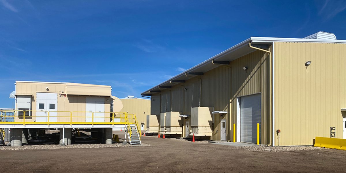 exterior view of loading docks and substation office