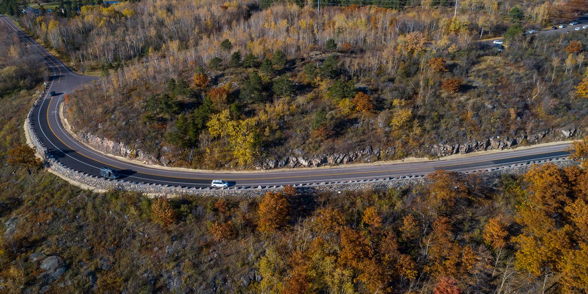road and retaining wall