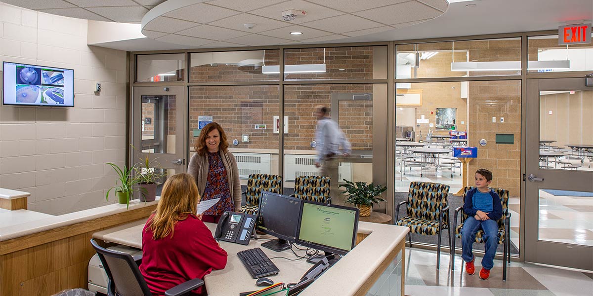 School office with a few people