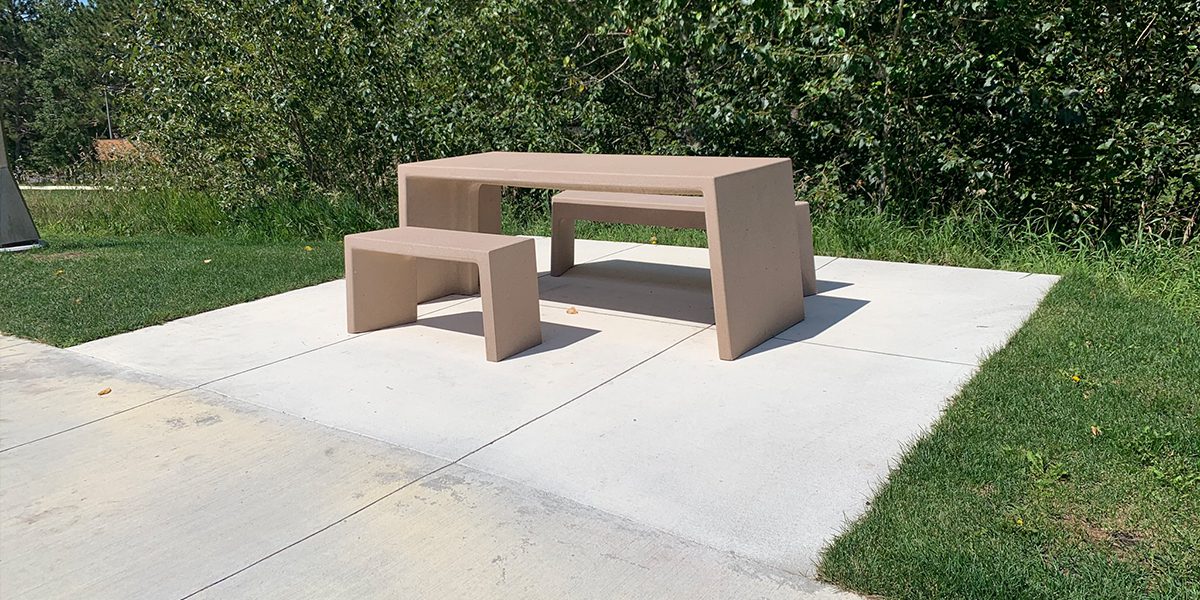 Outdoor bench and table