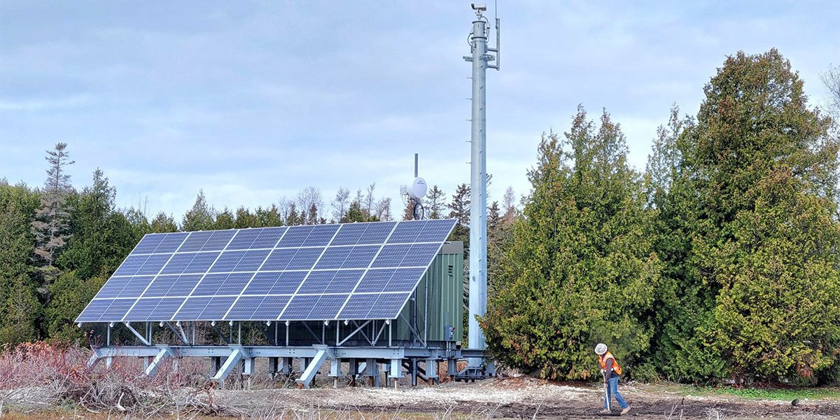Solar panels and monitoring tower