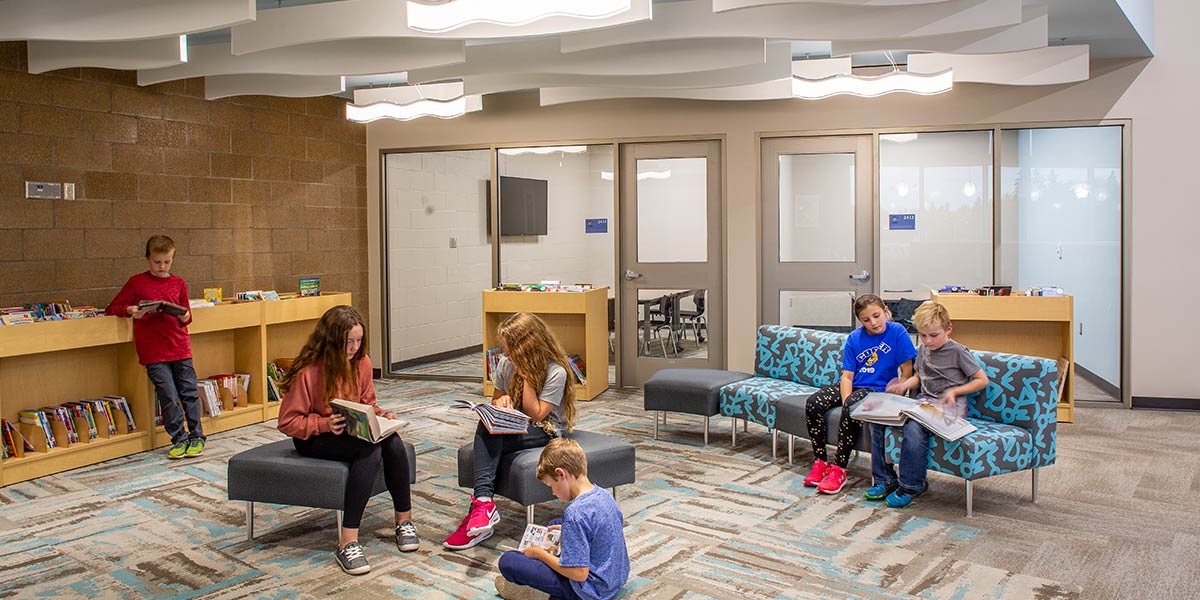School media center with students