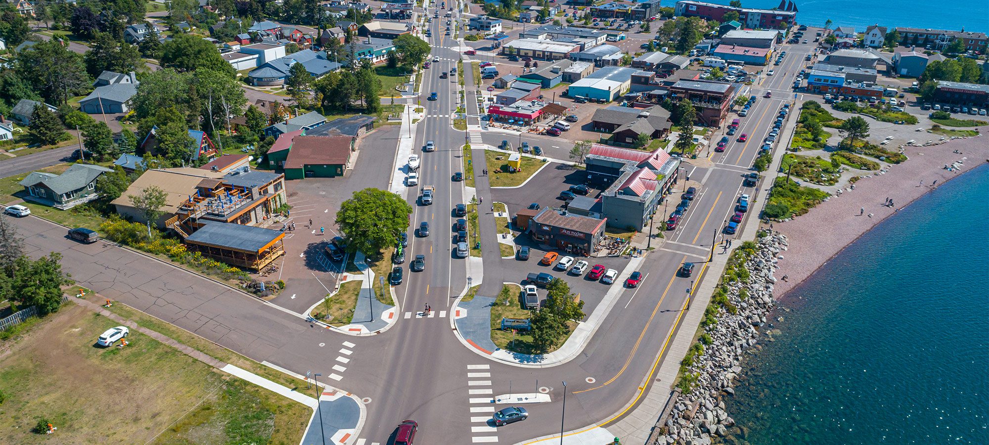 aerial view of a street