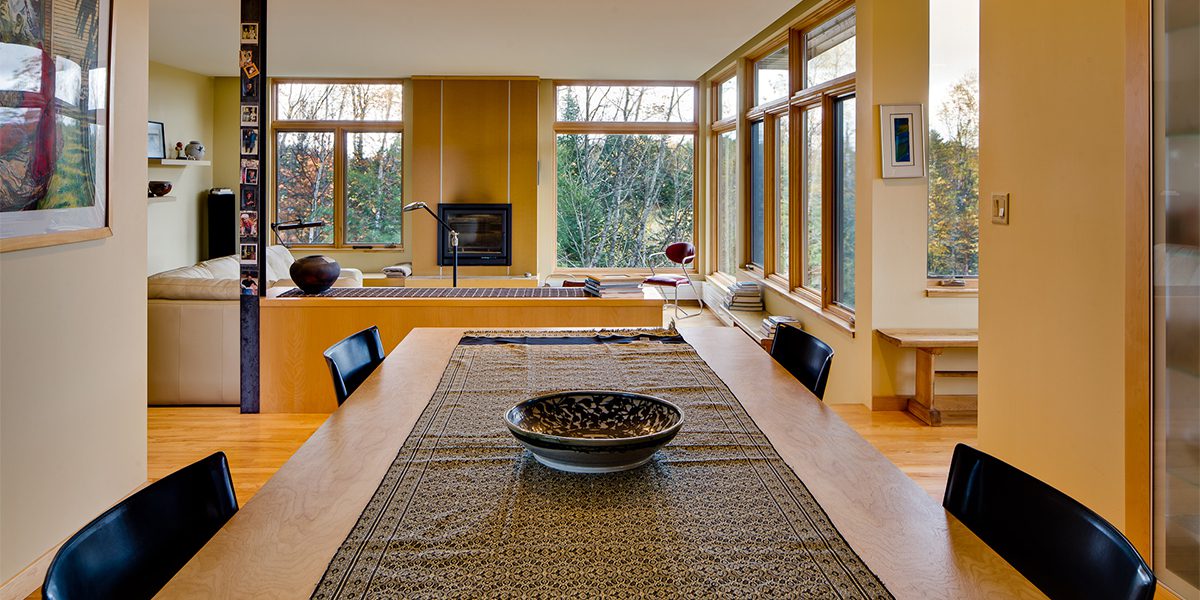 Table with view of living room