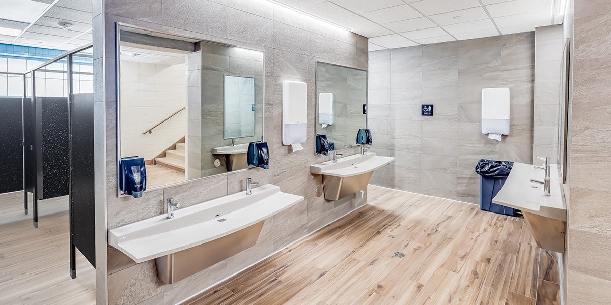 Sinks in remodeled bathroom