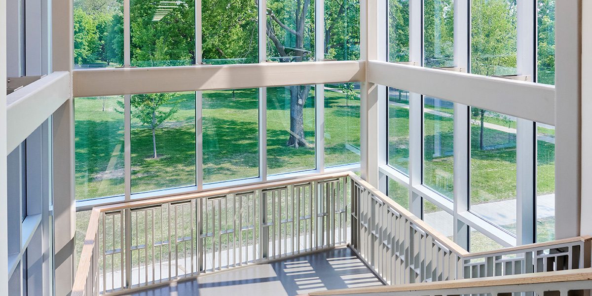 Stairs with daytime window view