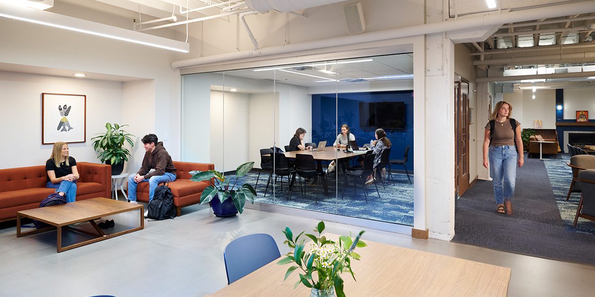 people sitting in community space