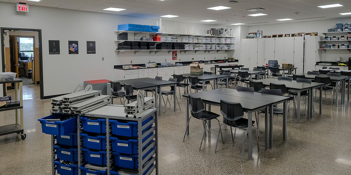 chairs and tables in classroom