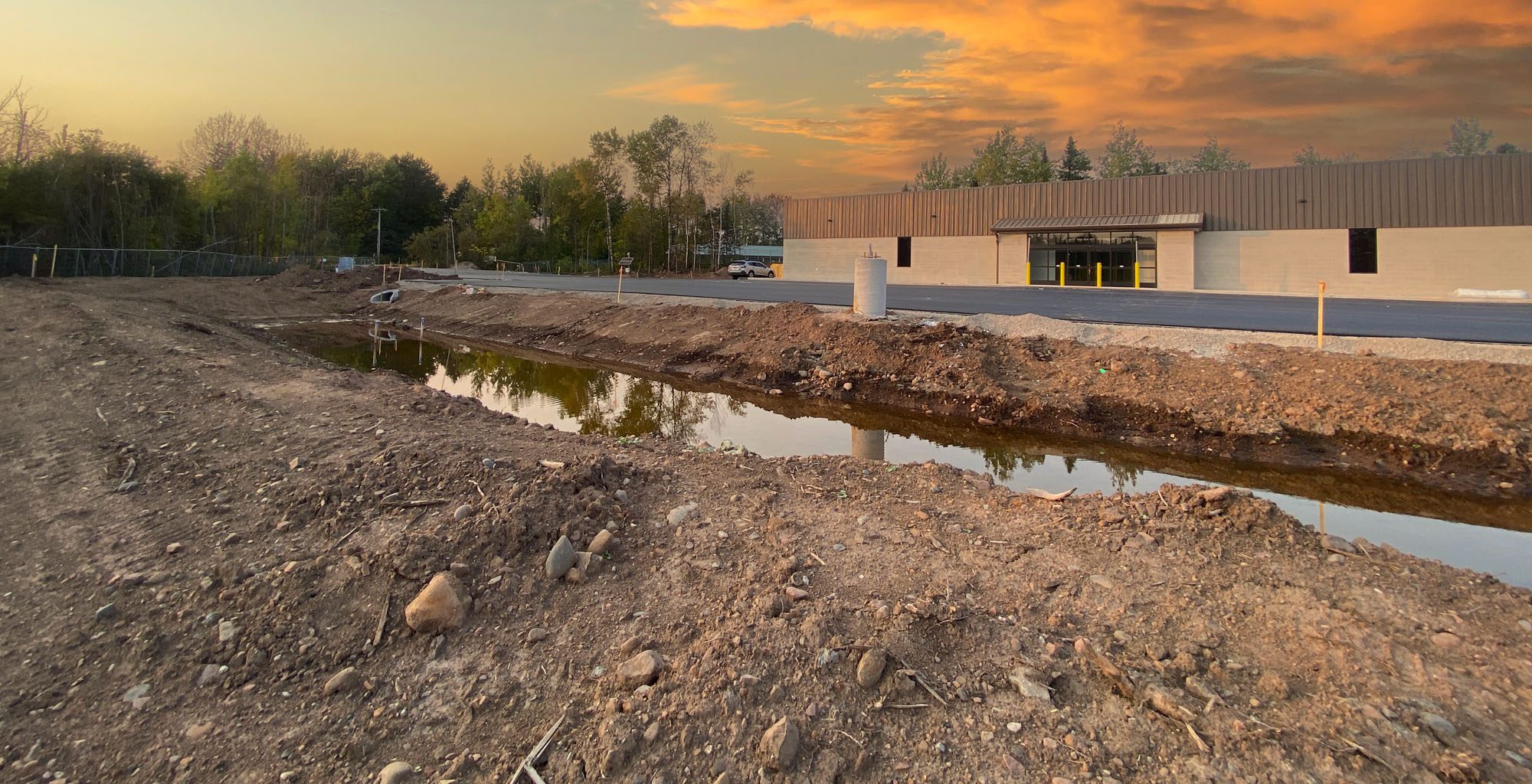 water in front of building