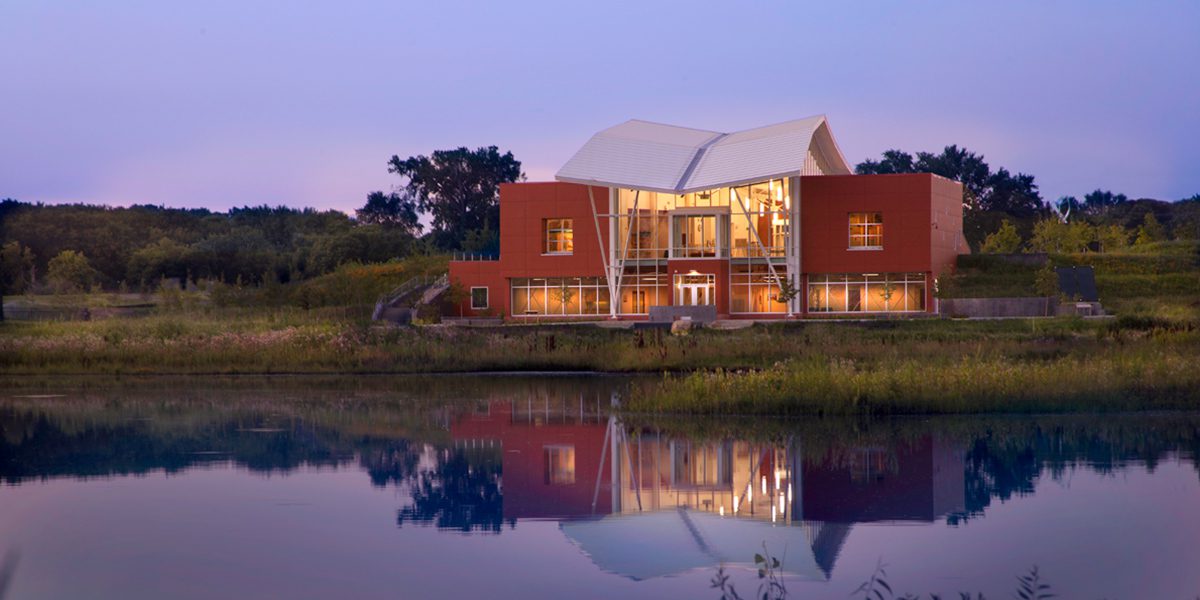 Exterior of building at dusk